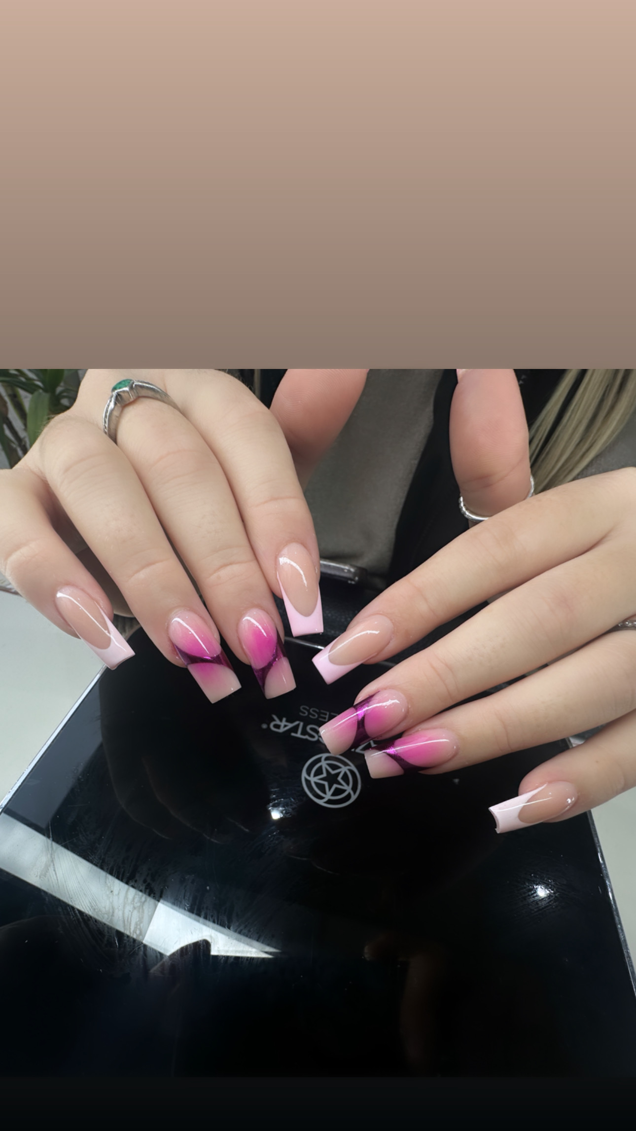 Pink Ombre Black Geometric